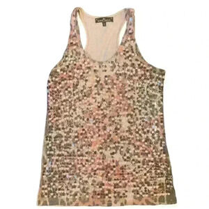 Rose Gold Italian Gold Sequin Tank Racer Back Size L